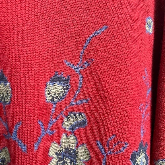 Vintage Camela Wool Blend Sweater Cottage Grandma Flower Burgundy Wine Red Med - Picture 2 of 5